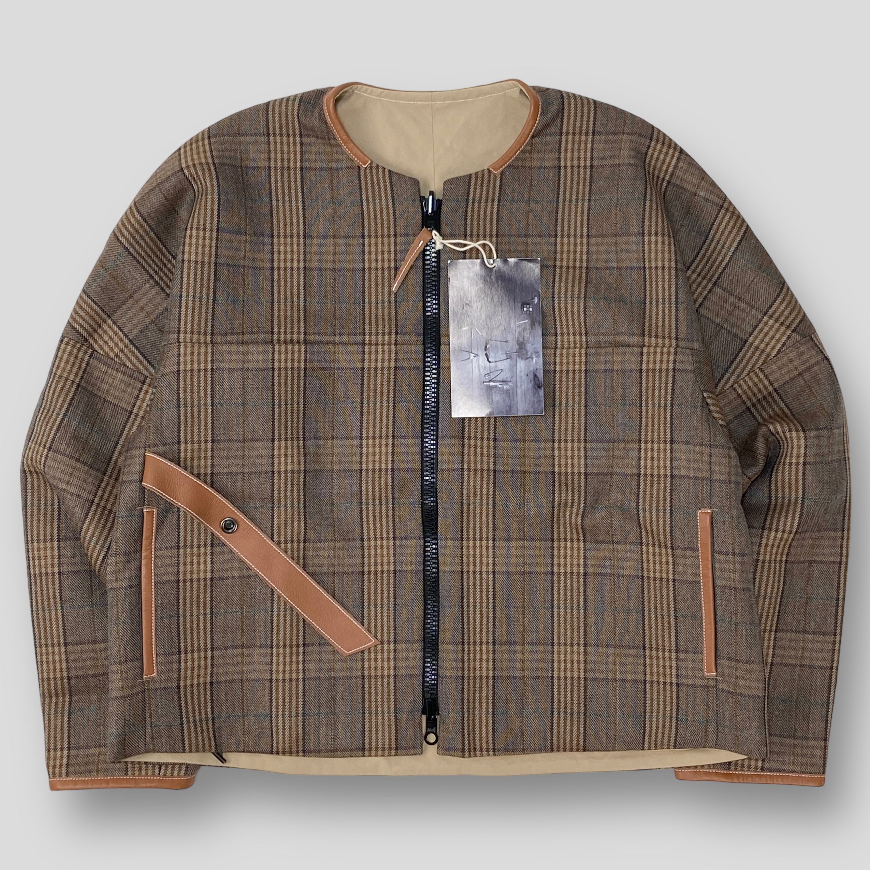 新品 サンシー REVERSIBLE CARAMEL CHECK BLOUSON-