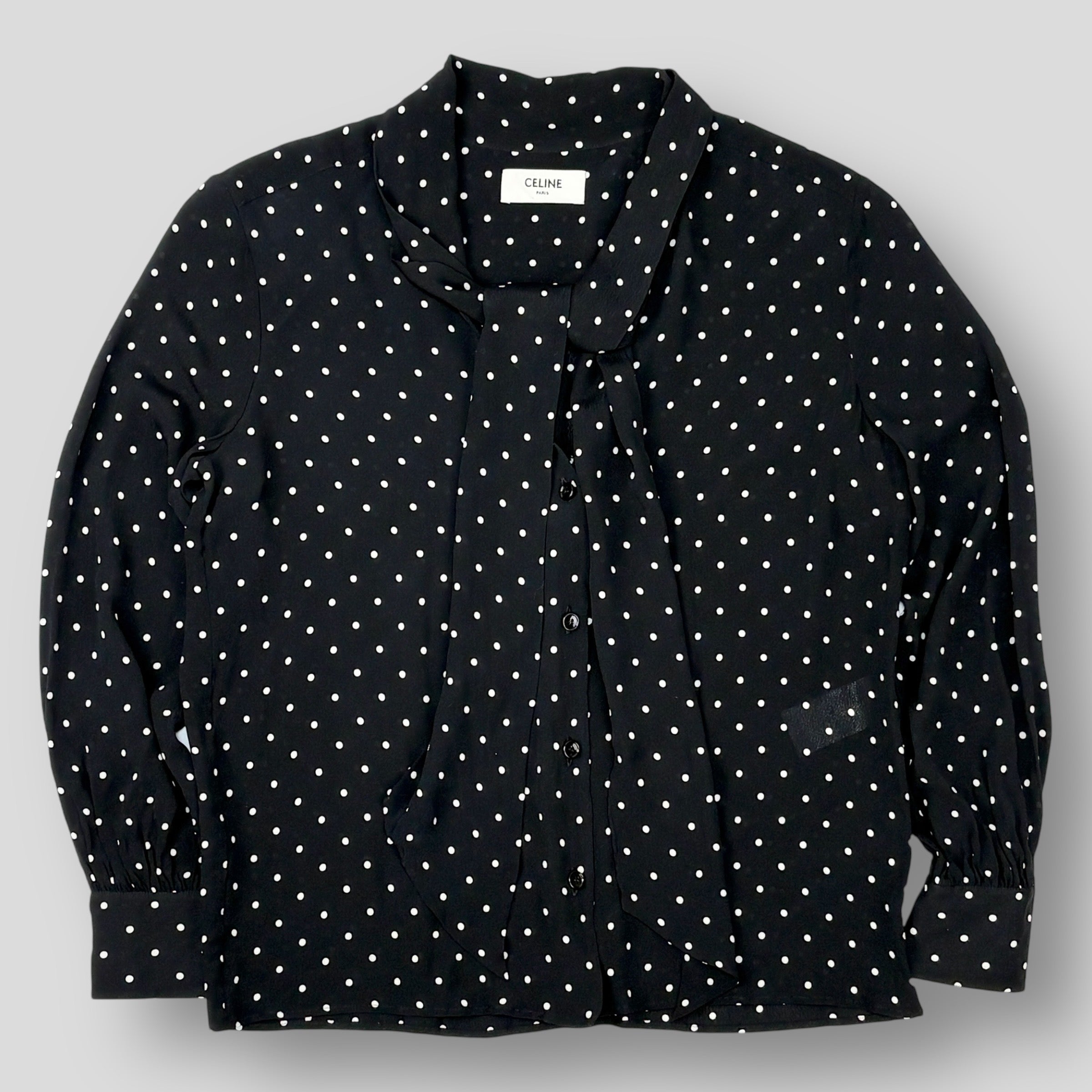 女の子向けプレゼント集結 セリーヌ / CELINE 2021SS ドットプリント / Vネクタイブラウス トップス
