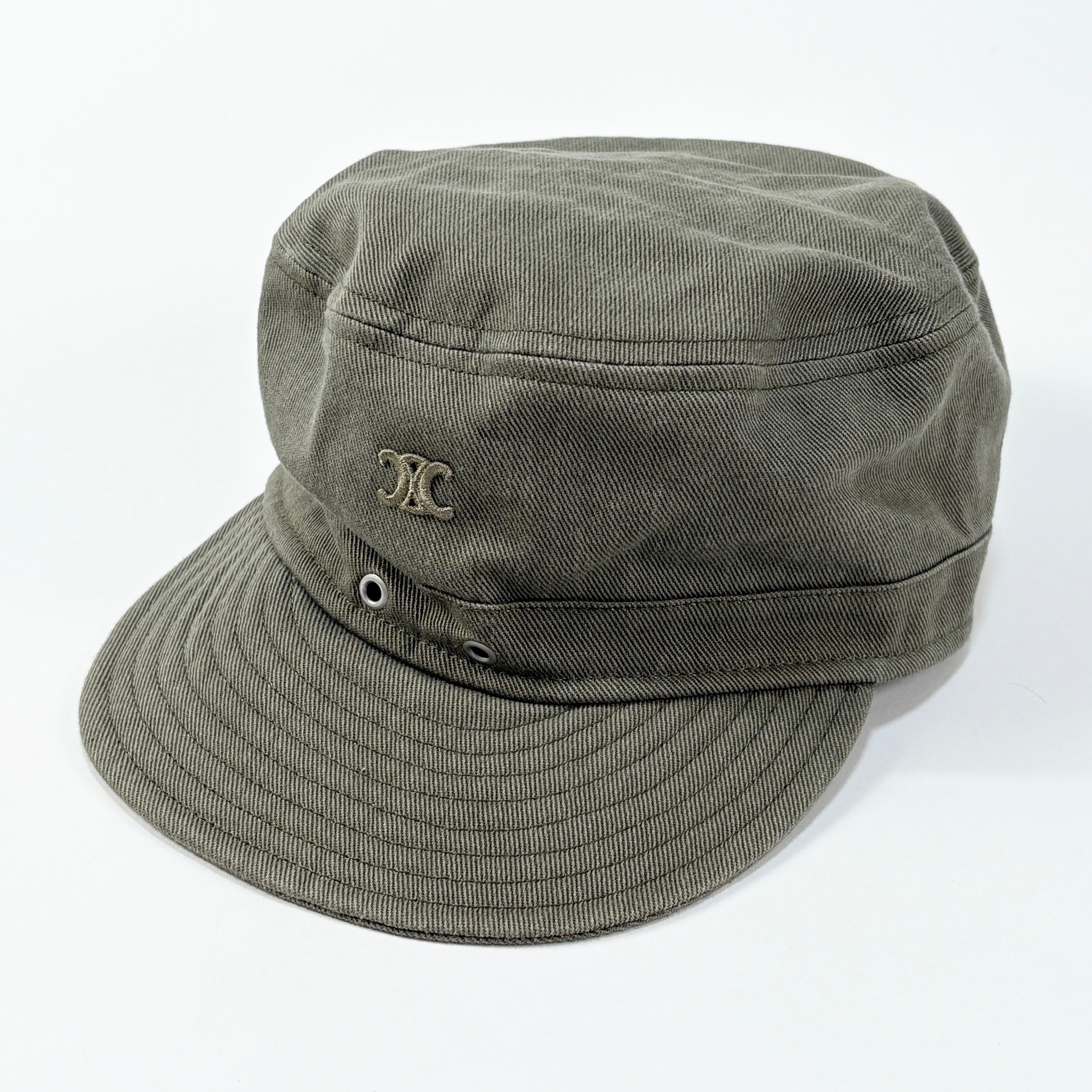 CELINE セリーヌ フランス製 トリオンフ アーミーキャップ ギャバジン