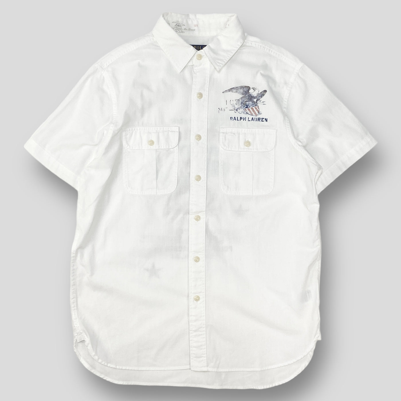 クラシックフィット イーグル&星条旗プリント 半袖ワークシャツ M