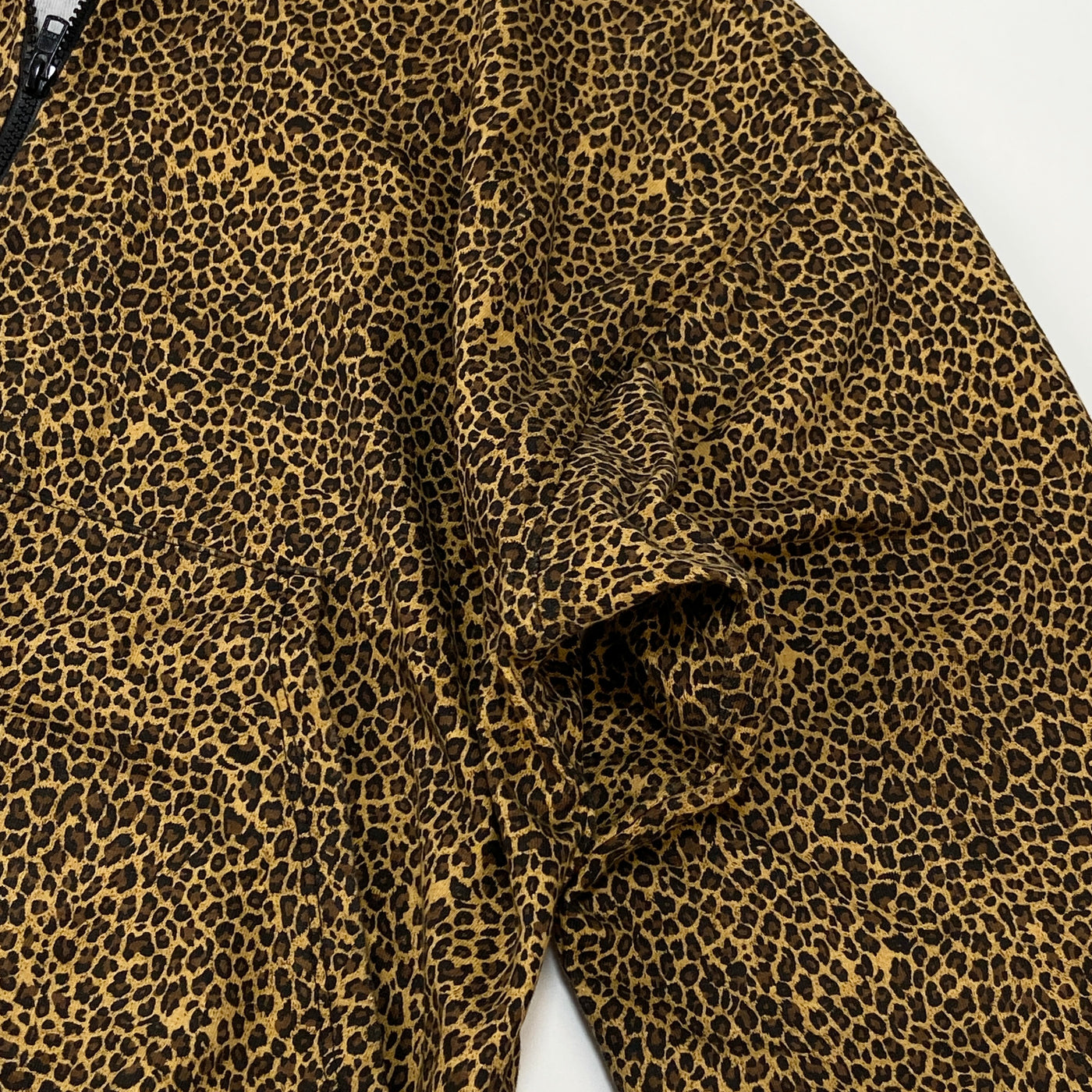 FULL ZIP LEOPARD FRENCH TERRY ELASTIC SWEATSHIRT L