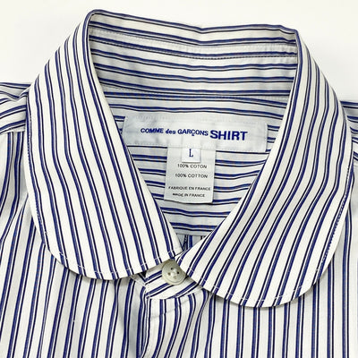 2023SS FOREVER Wide Classic - yarn dyed cotton stripe poplin shape round collar shirt FZ-B221 L
