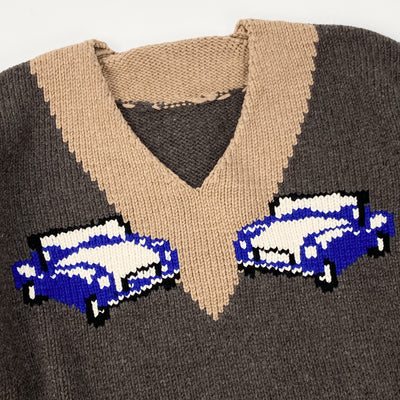 【新品】2019AW MICK JAGGERD CAR SWEATER 19A50 3 BLUE CAR