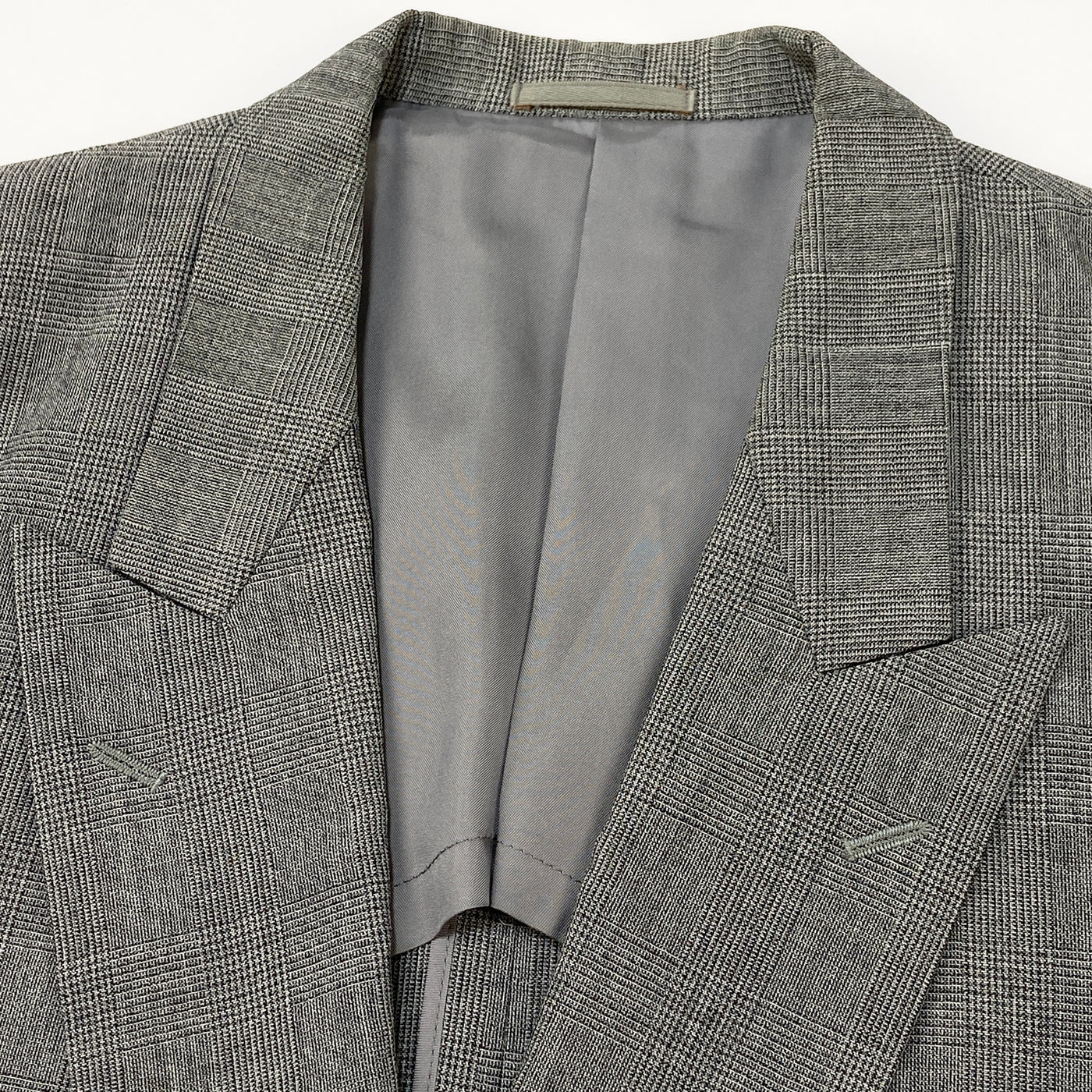 AD1992 田中オム グレンチェック ウール4Bダブルブレステッドジャケット HS-11004M M