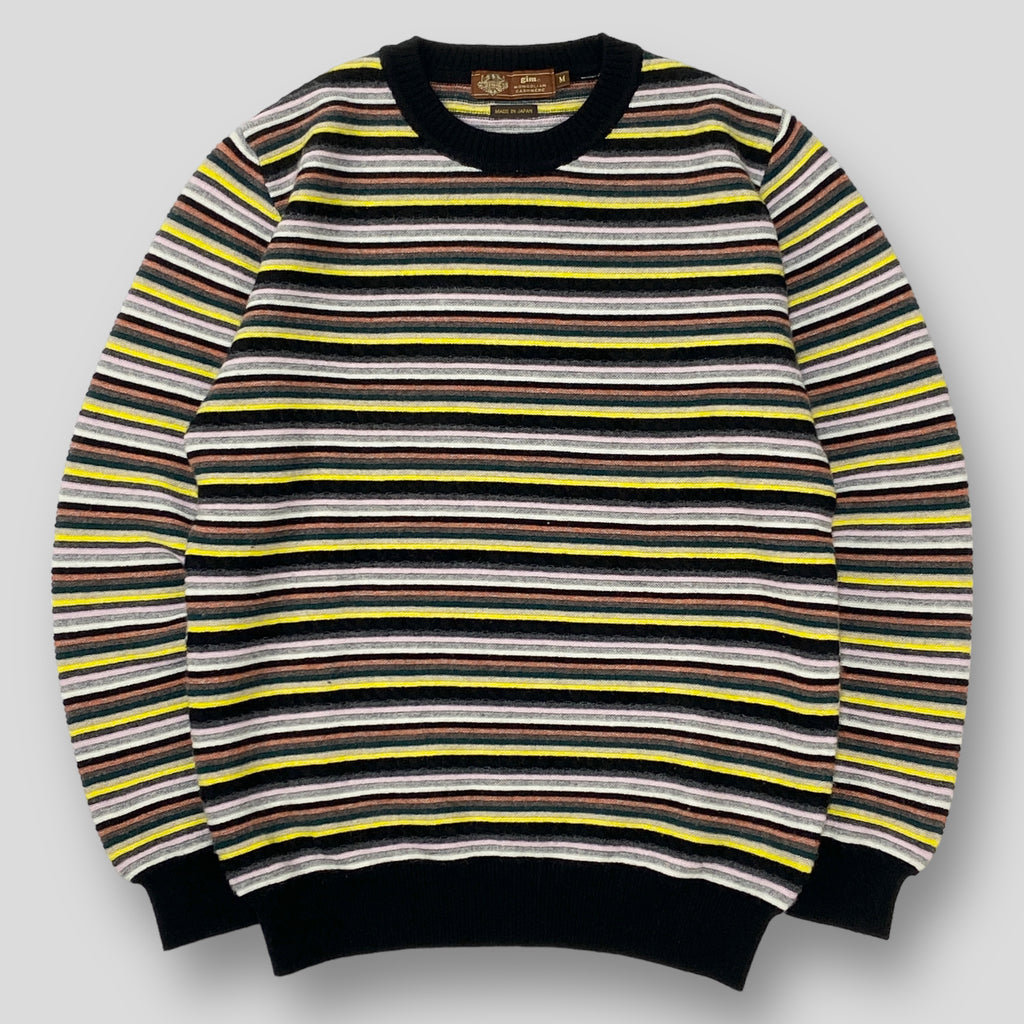 2021AW MONGOLIAN CASHMERE マルチボーダー カシミヤクルーネックニット 15020190 M