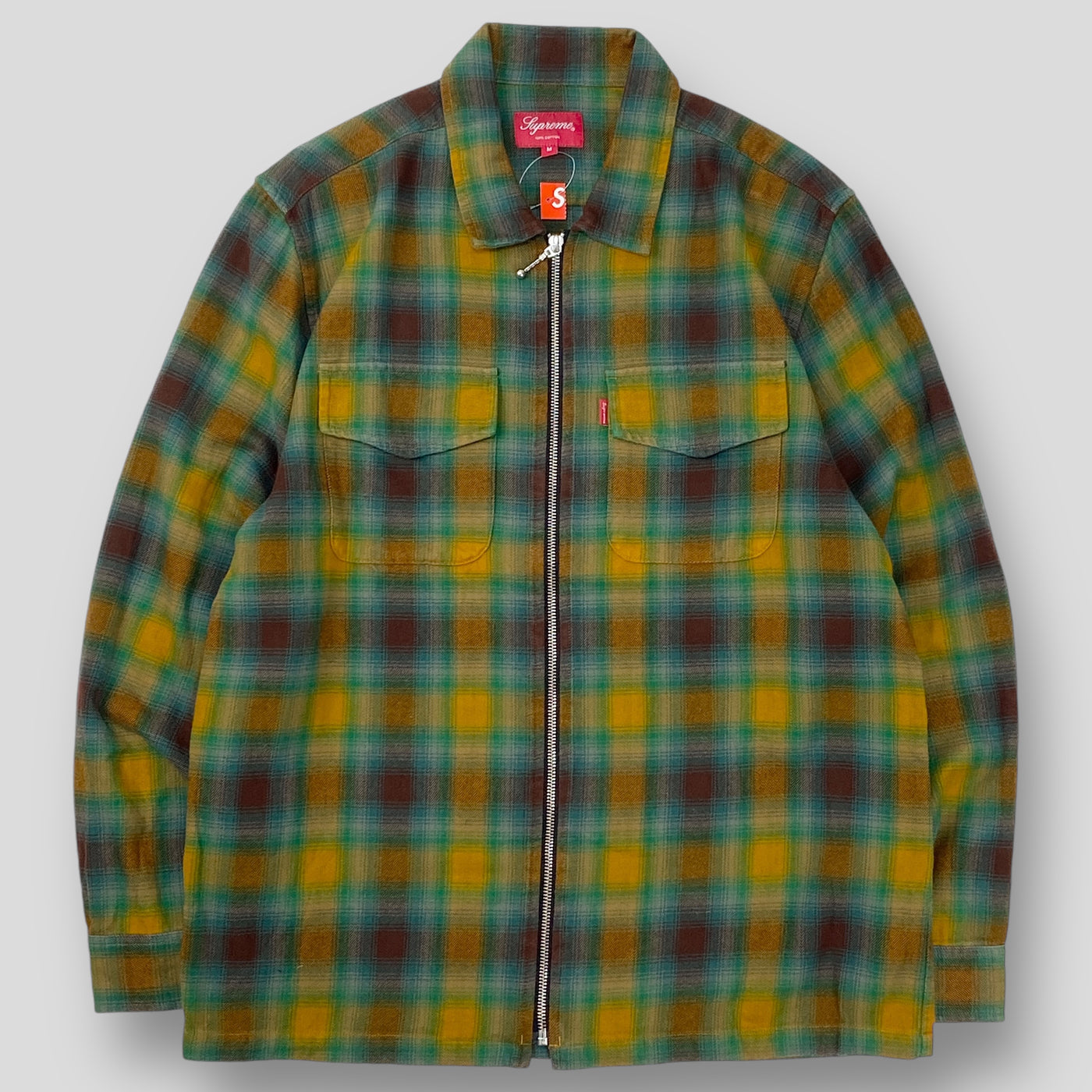 【新品】2015AW Shadow Plaid Zip - Front Shirt M