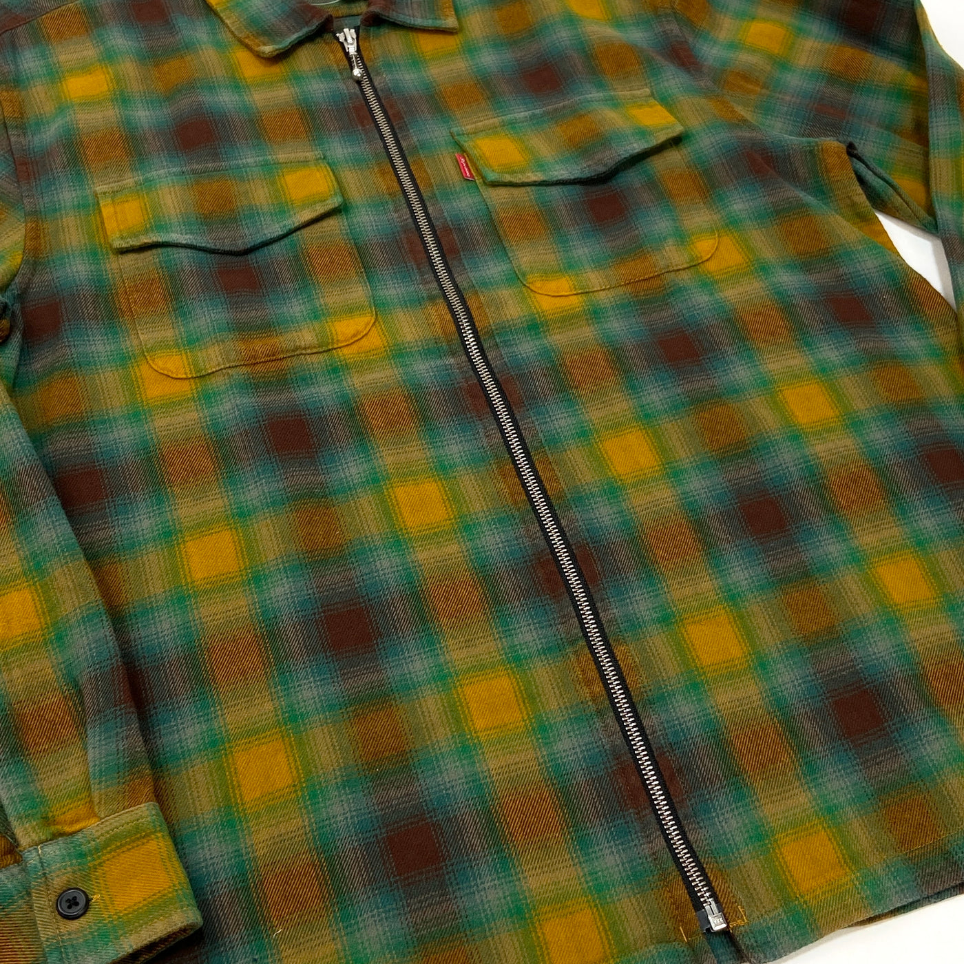 【新品】2015AW Shadow Plaid Zip - Front Shirt M