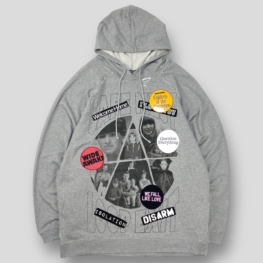 RAF SIMONS Destroyed Oversized Hoodie Welcome Home Collage 211