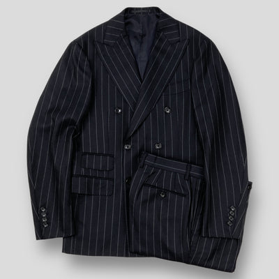 2020AW DORMEUIL チョークストライプ 6ボタン ダブルブレスト スーツ 24-17-0748-015 48