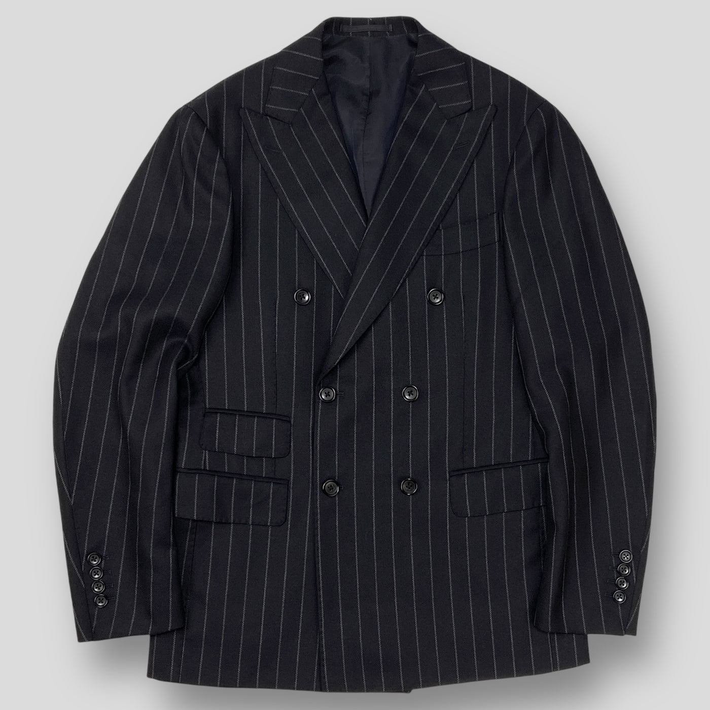 2020AW DORMEUIL チョークストライプ 6ボタン ダブルブレスト スーツ 24-17-0748-015 48