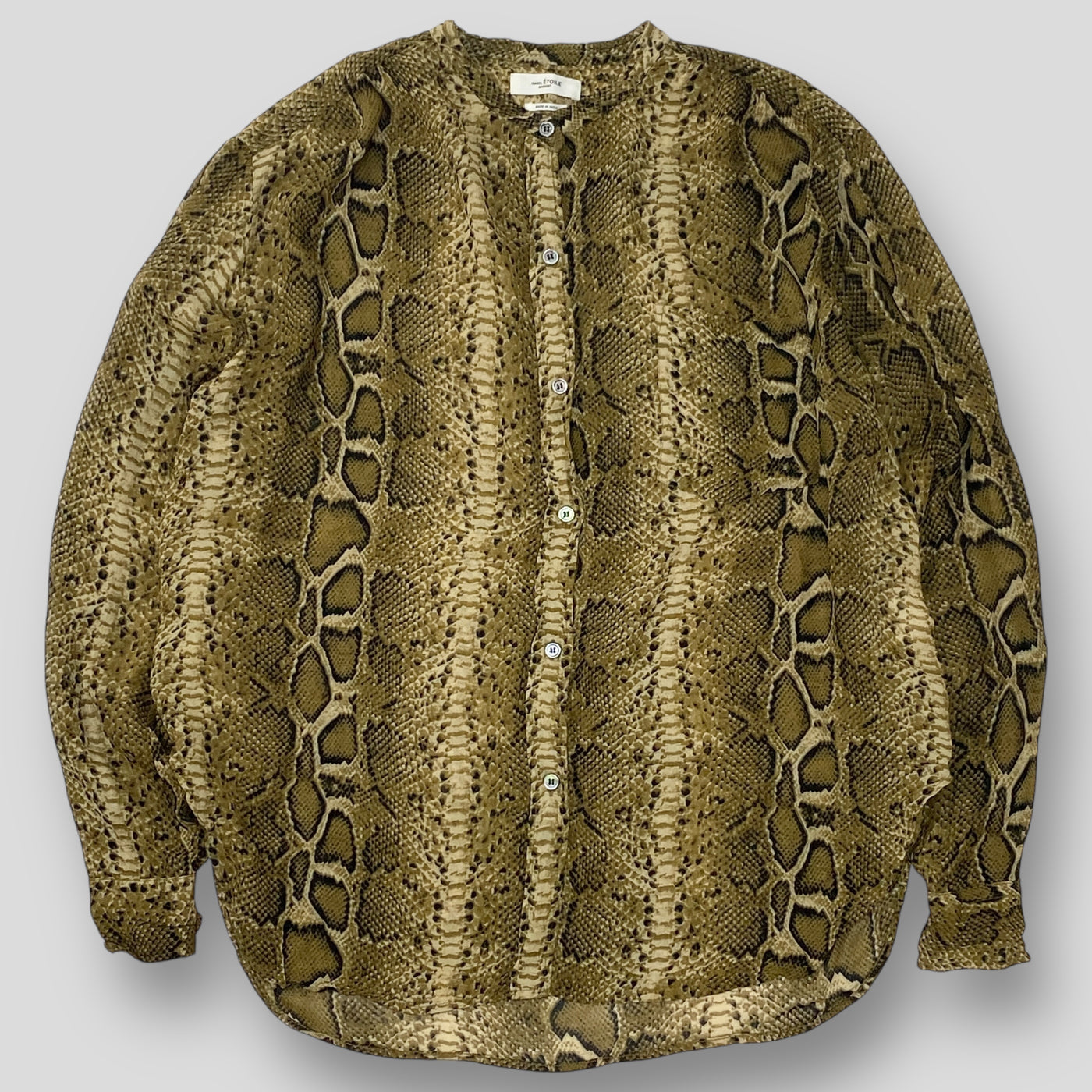 2018AW パイソンプリント レーヨン バンドカラーシャツ 18A020E / 78-01-86-01007 36