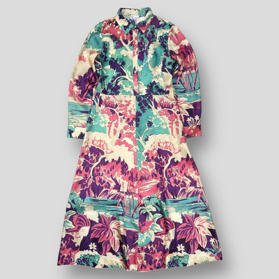 2022SS Silk Dress Emerald Forest Print XR3VAEG56A1 44