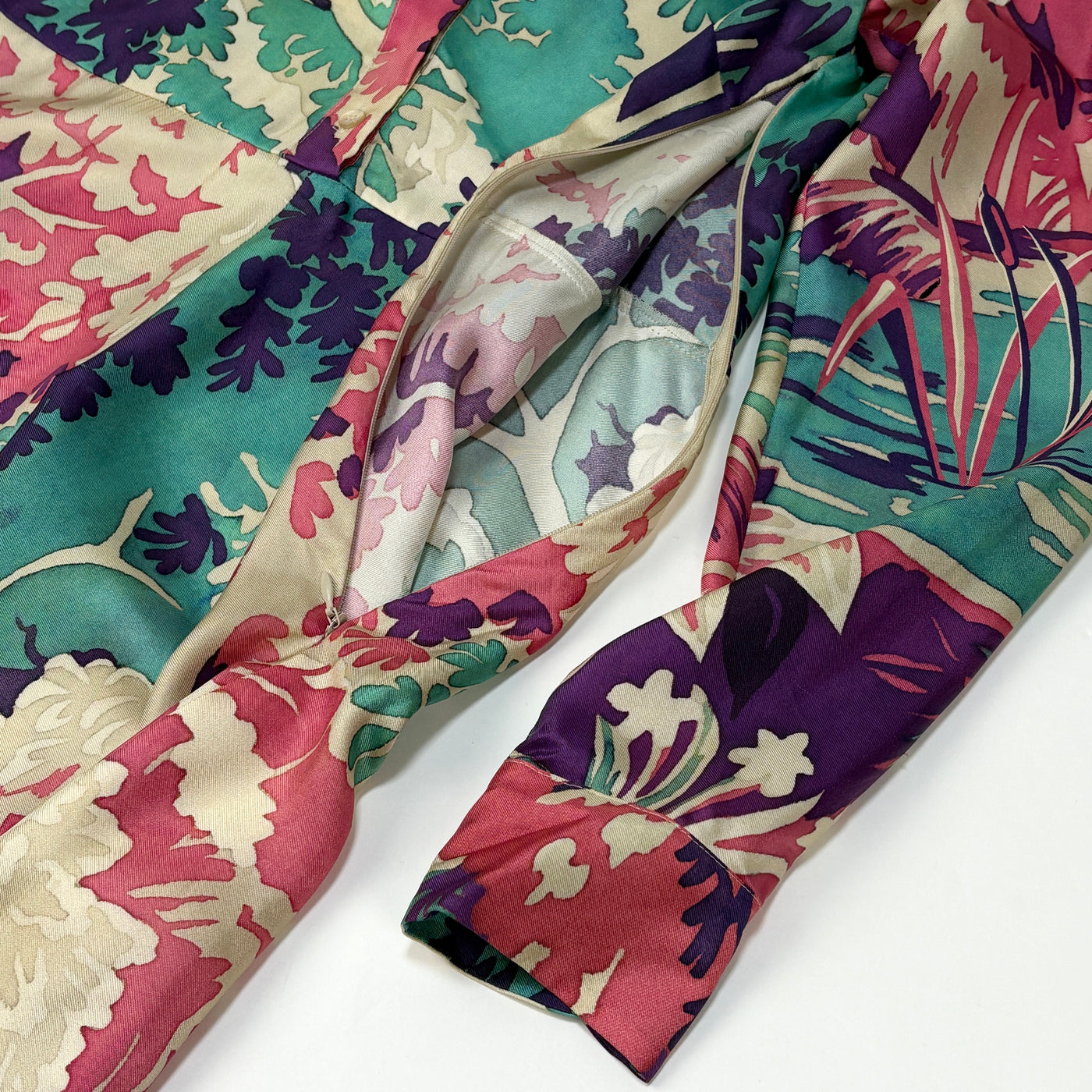 2022SS Silk Dress Emerald Forest Print XR3VAEG56A1 44