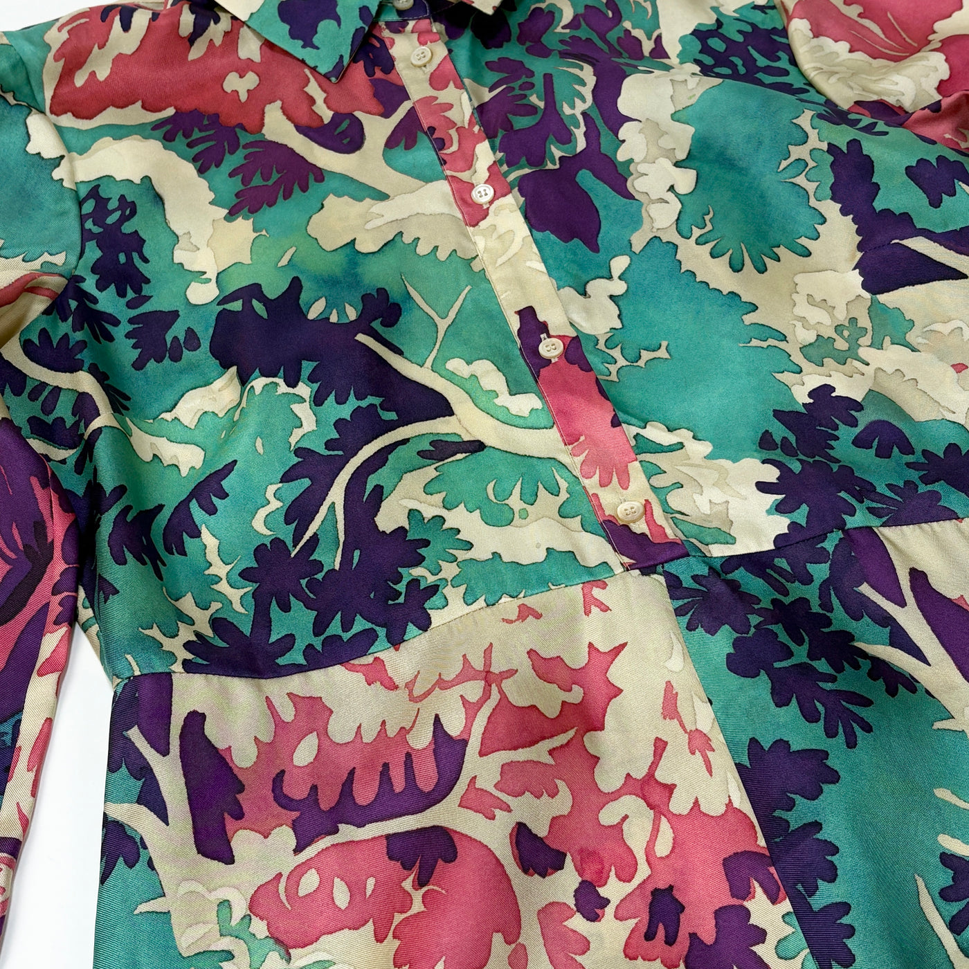2022SS Silk Dress Emerald Forest Print XR3VAEG56A1 44