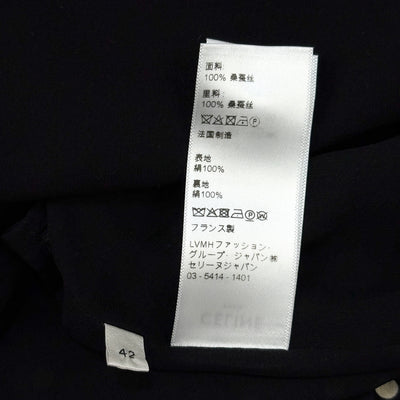 ラヴァリエールカラー プリーツ ミディドレス / ポルカドットプリント シルククレープ 2R602966H.38BY 42