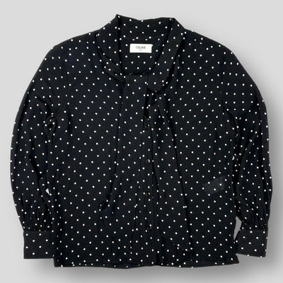 2021SS Vネクタイブラウス / ドットプリントジョーゼット 2B013171D.38AW 38