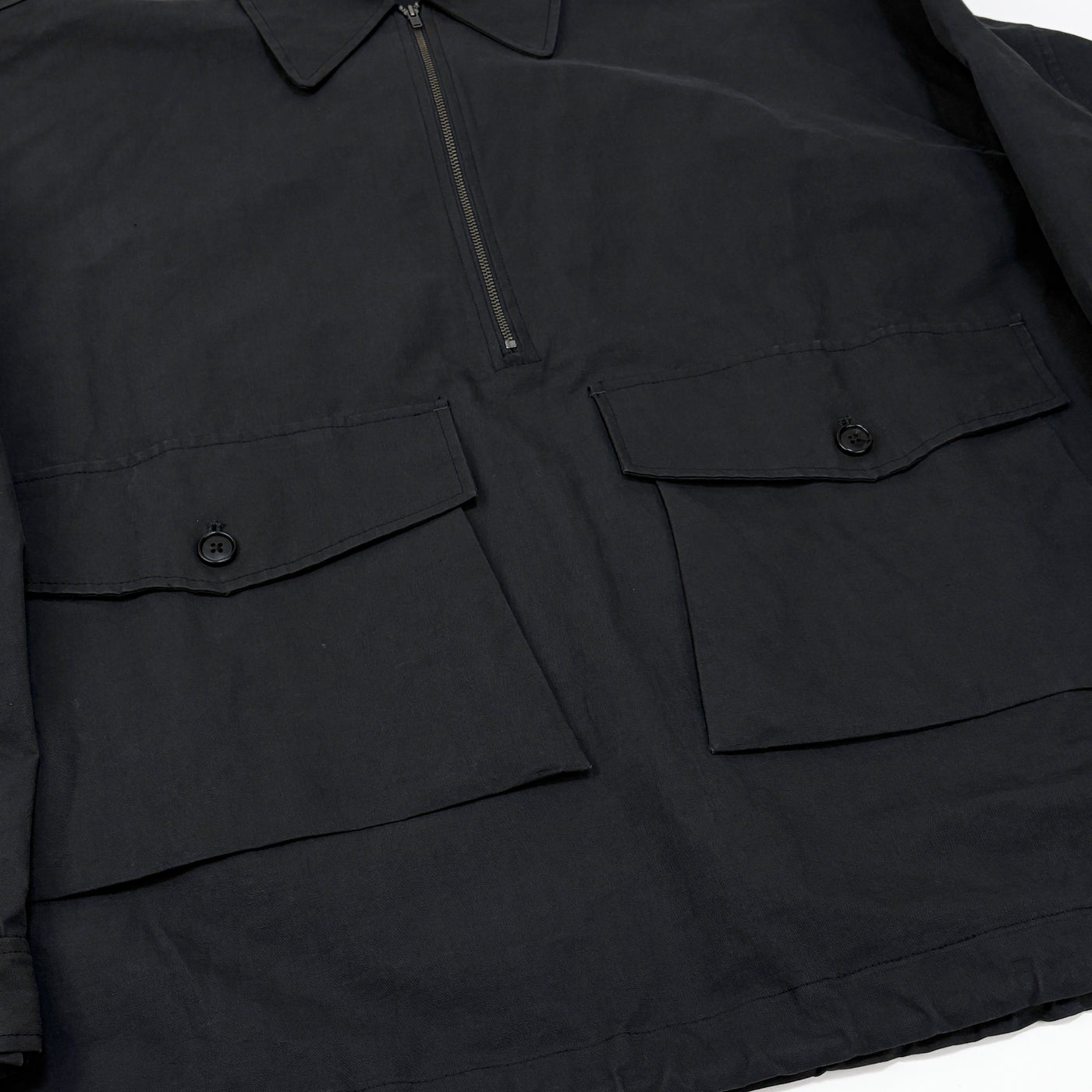 2022SS Skiff Pullover Jacket - Black Coated Linen/Cotton M