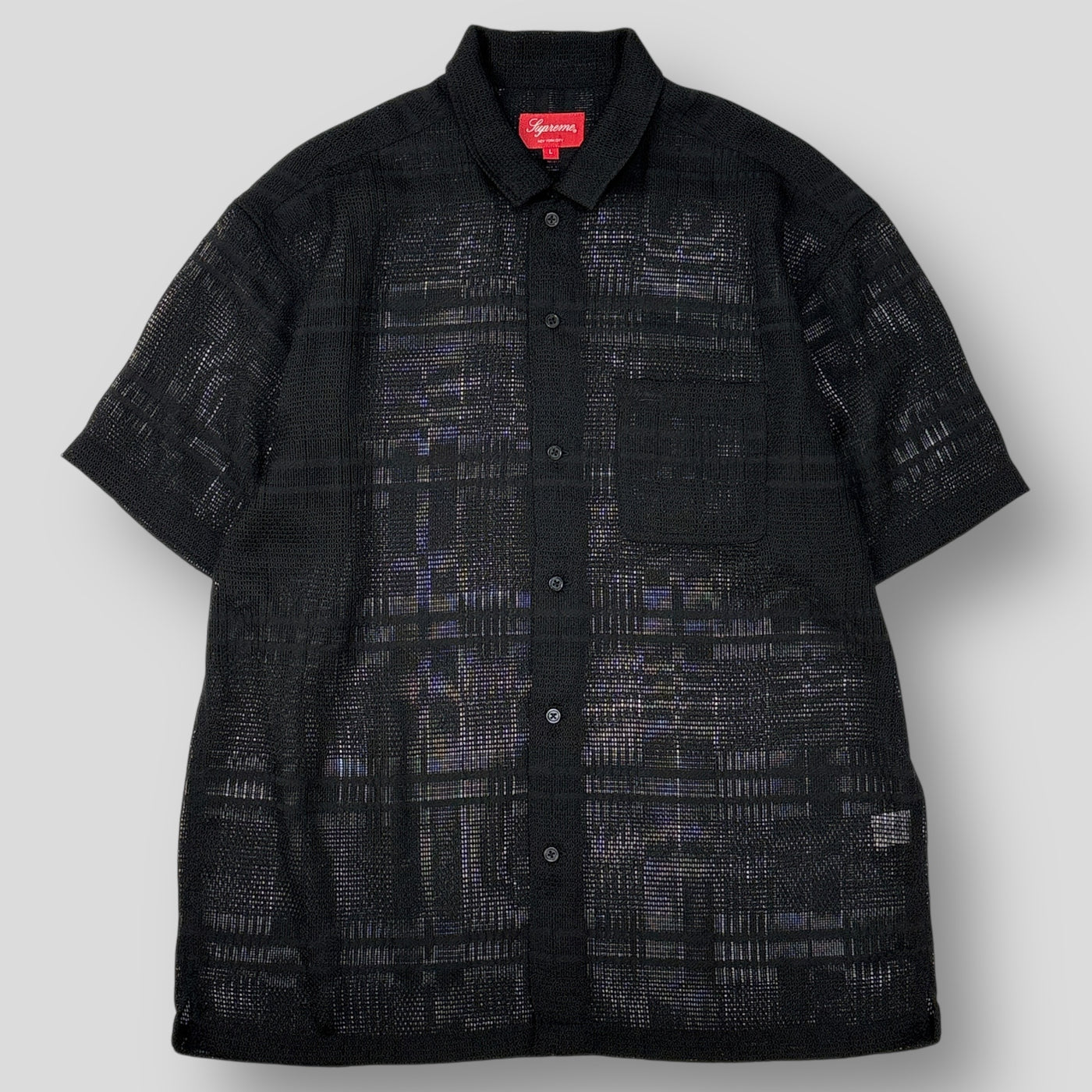 2023SS Mesh Stripe S/S Shirt L Black