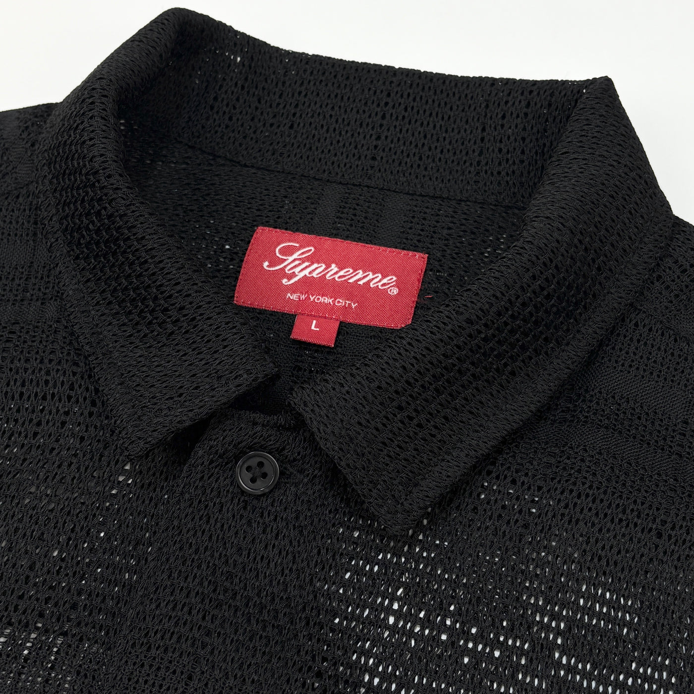 2023SS Mesh Stripe S/S Shirt L Black