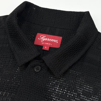 2023SS Mesh Stripe S/S Shirt L Black