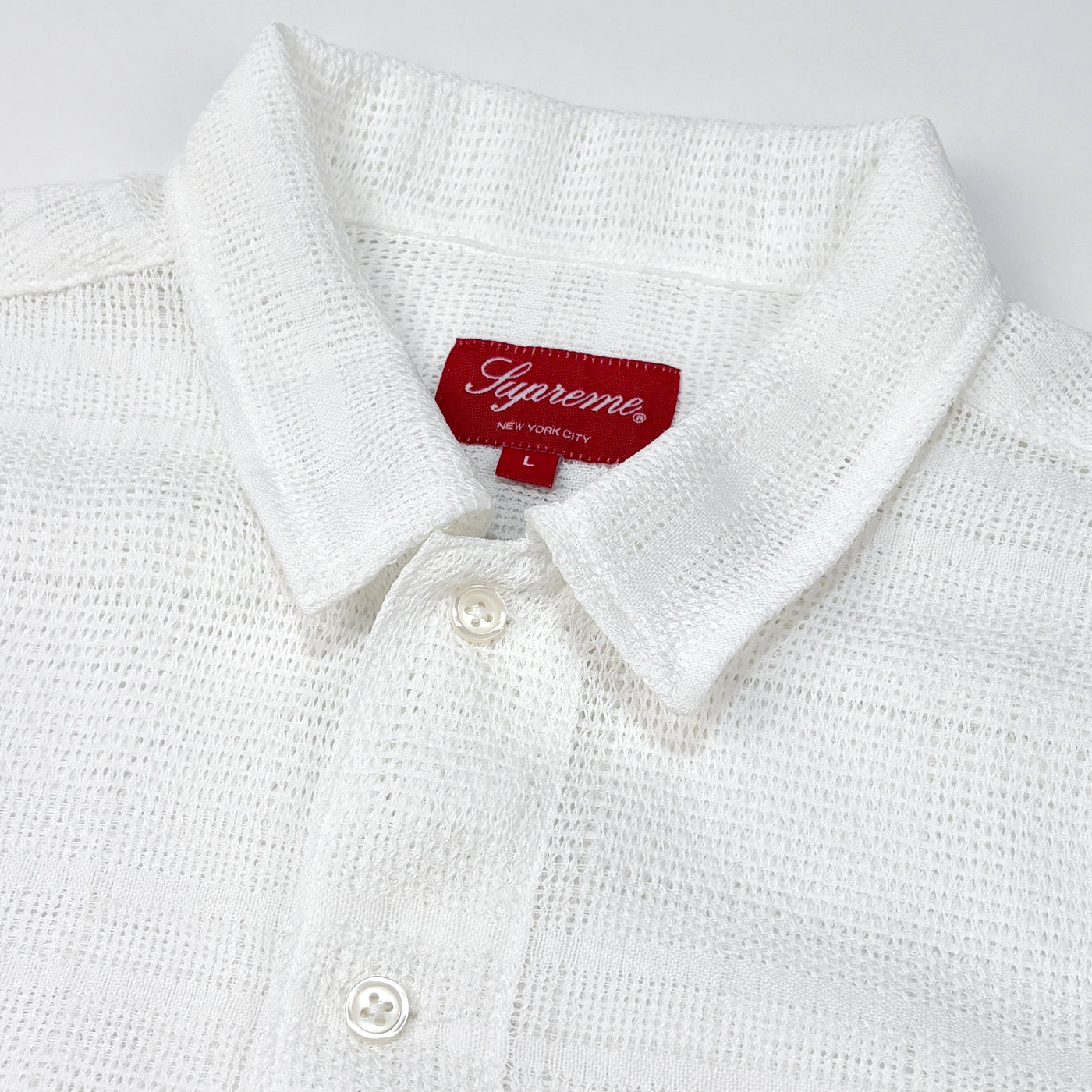 2023SS Mesh Stripe S/S Shirt L White