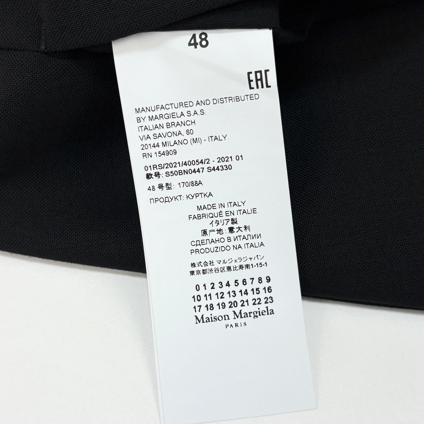 2021SS NO COLLAR JACKET S50BN0447 S44330 48