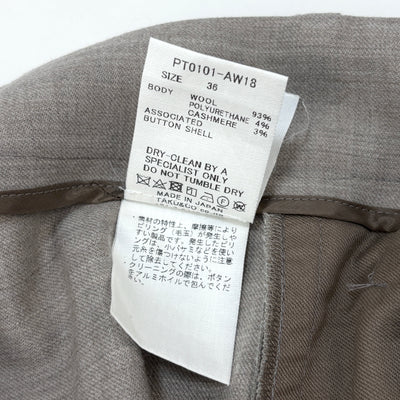 2018AW Wool Cashmere Double Tuck Trousers PT0101-AW18 36