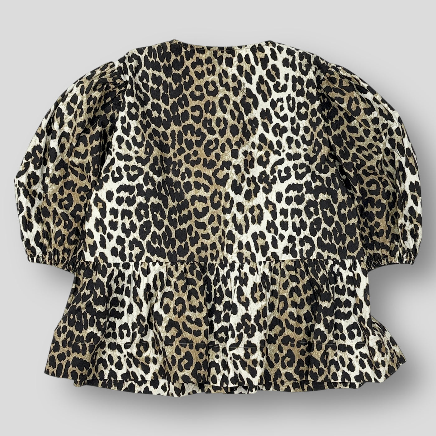 2023AW Leopard Cotton Poplin Peplum Tie Blouse F9116 36