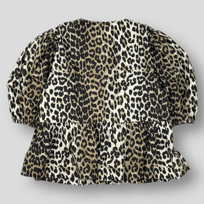 2023AW Leopard Cotton Poplin Peplum Tie Blouse F9116 36