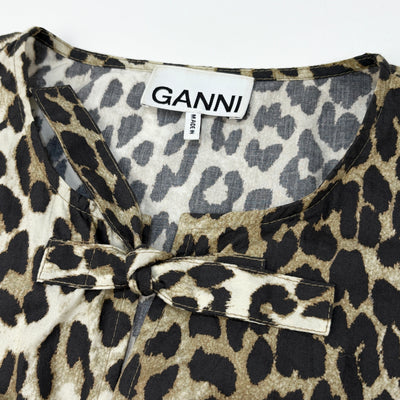 2023AW Leopard Cotton Poplin Peplum Tie Blouse F9116 36