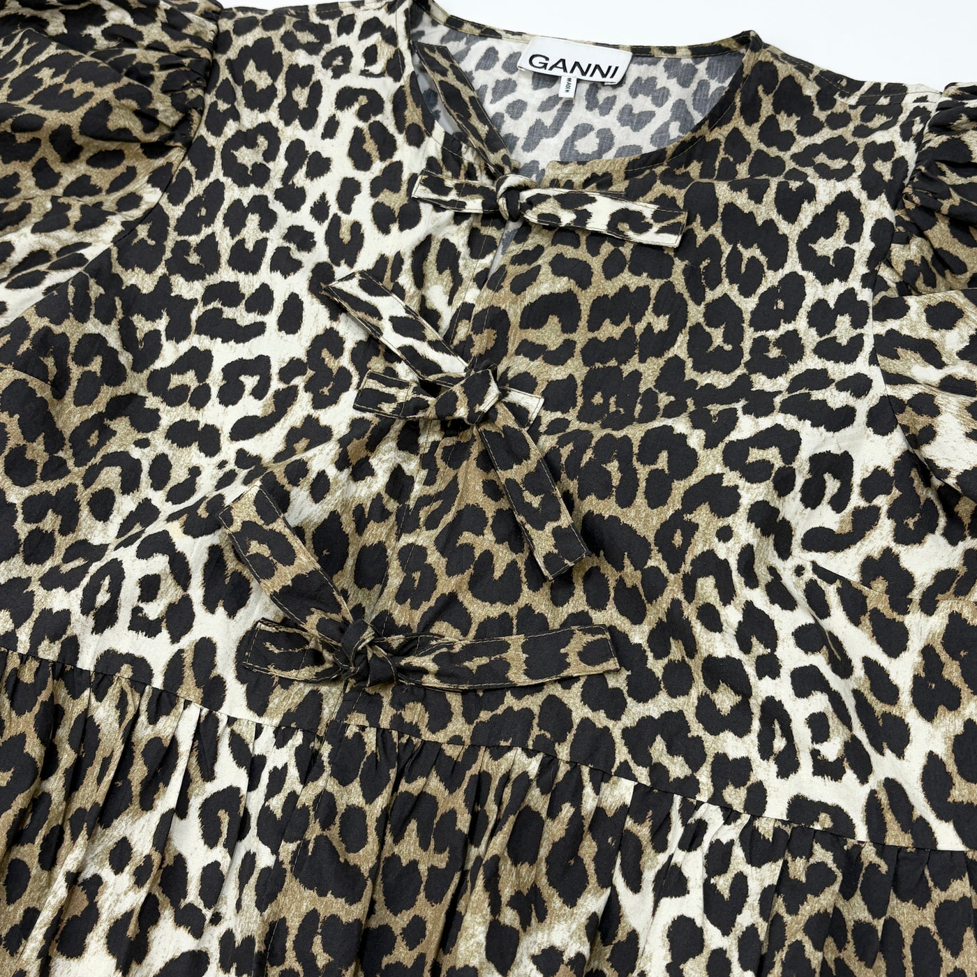2023AW Leopard Cotton Poplin Peplum Tie Blouse F9116 36