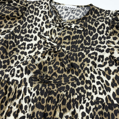 2023AW Leopard Cotton Poplin Peplum Tie Blouse F9116 36