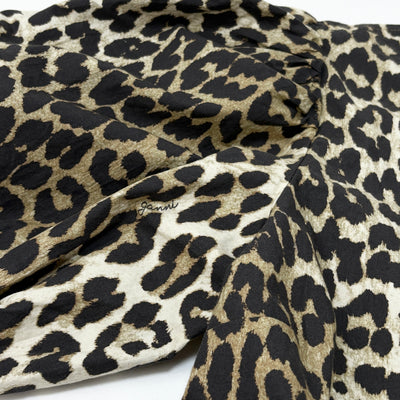 2023AW Leopard Cotton Poplin Peplum Tie Blouse F9116 36