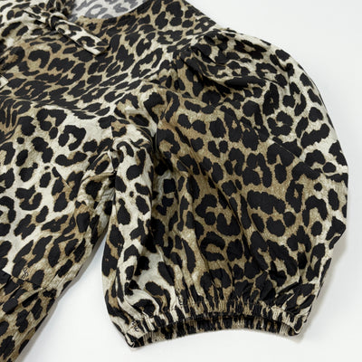 2023AW Leopard Cotton Poplin Peplum Tie Blouse F9116 36