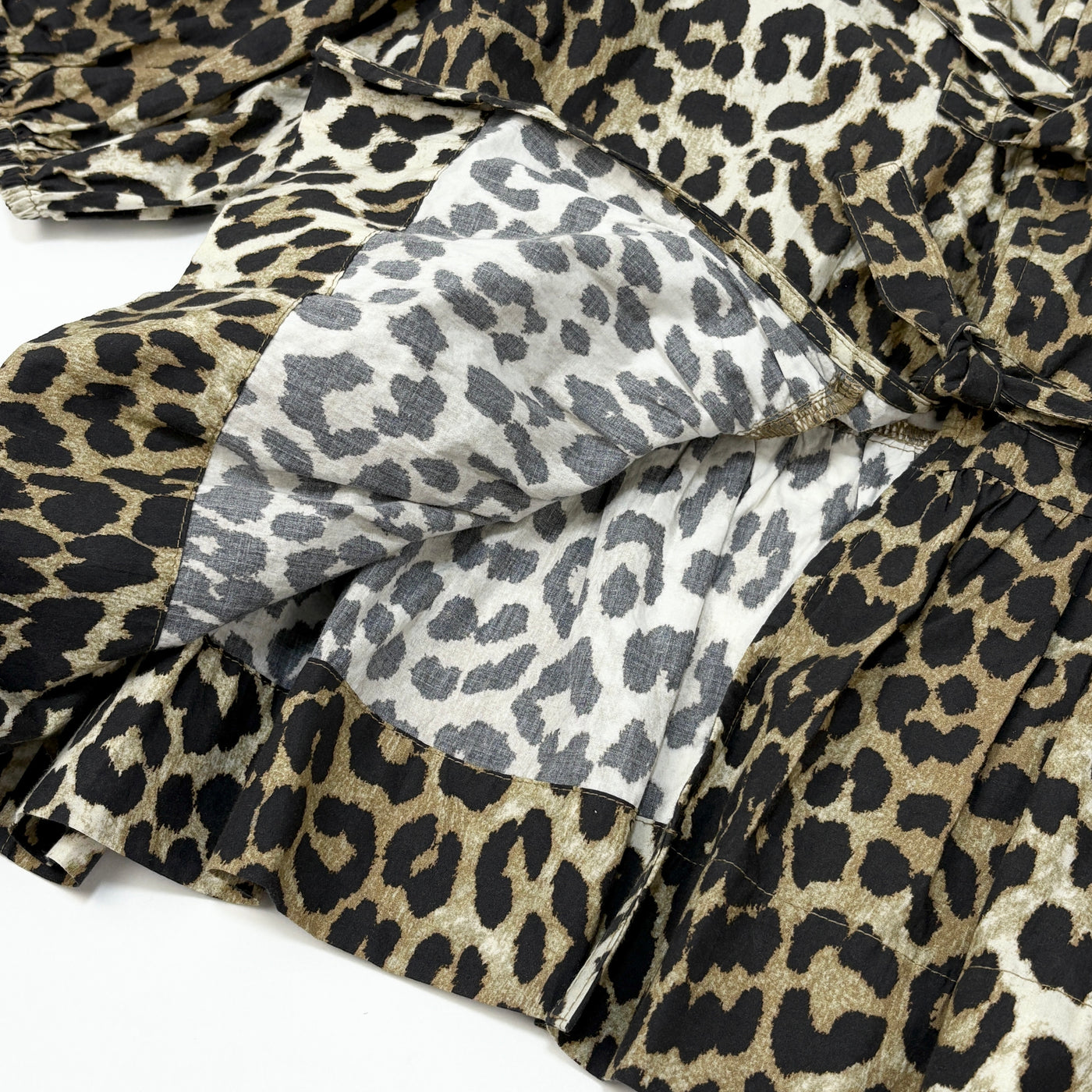 2023AW Leopard Cotton Poplin Peplum Tie Blouse F9116 36