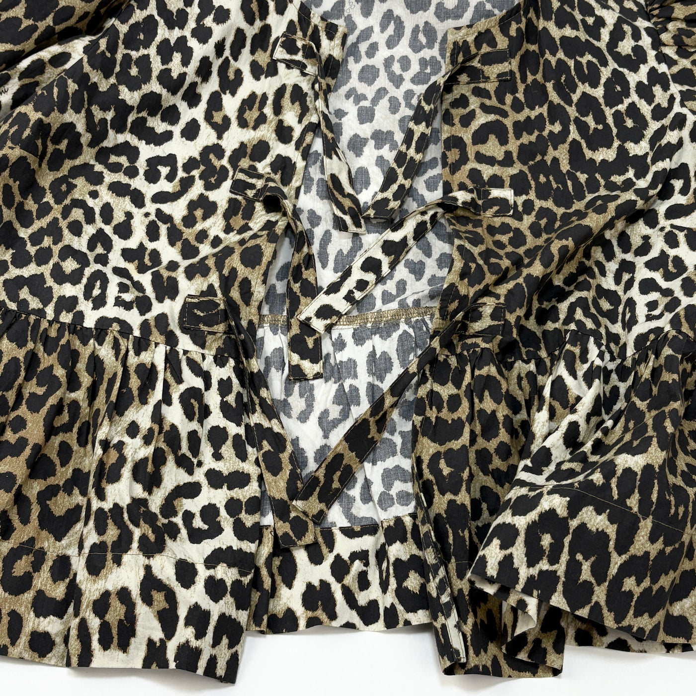 2023AW Leopard Cotton Poplin Peplum Tie Blouse F9116 36