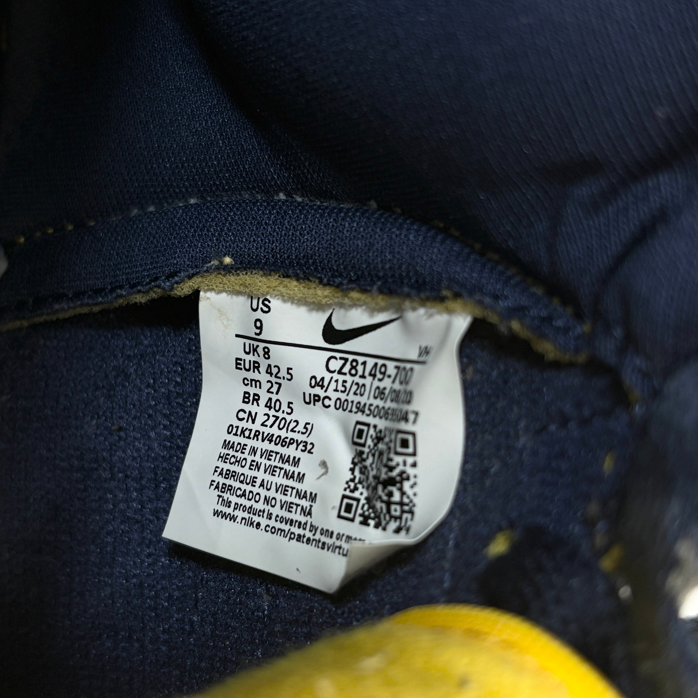 DUNK HI SP "MICHIGAN" VARSITY CZ8149-700 US9 / 27cm