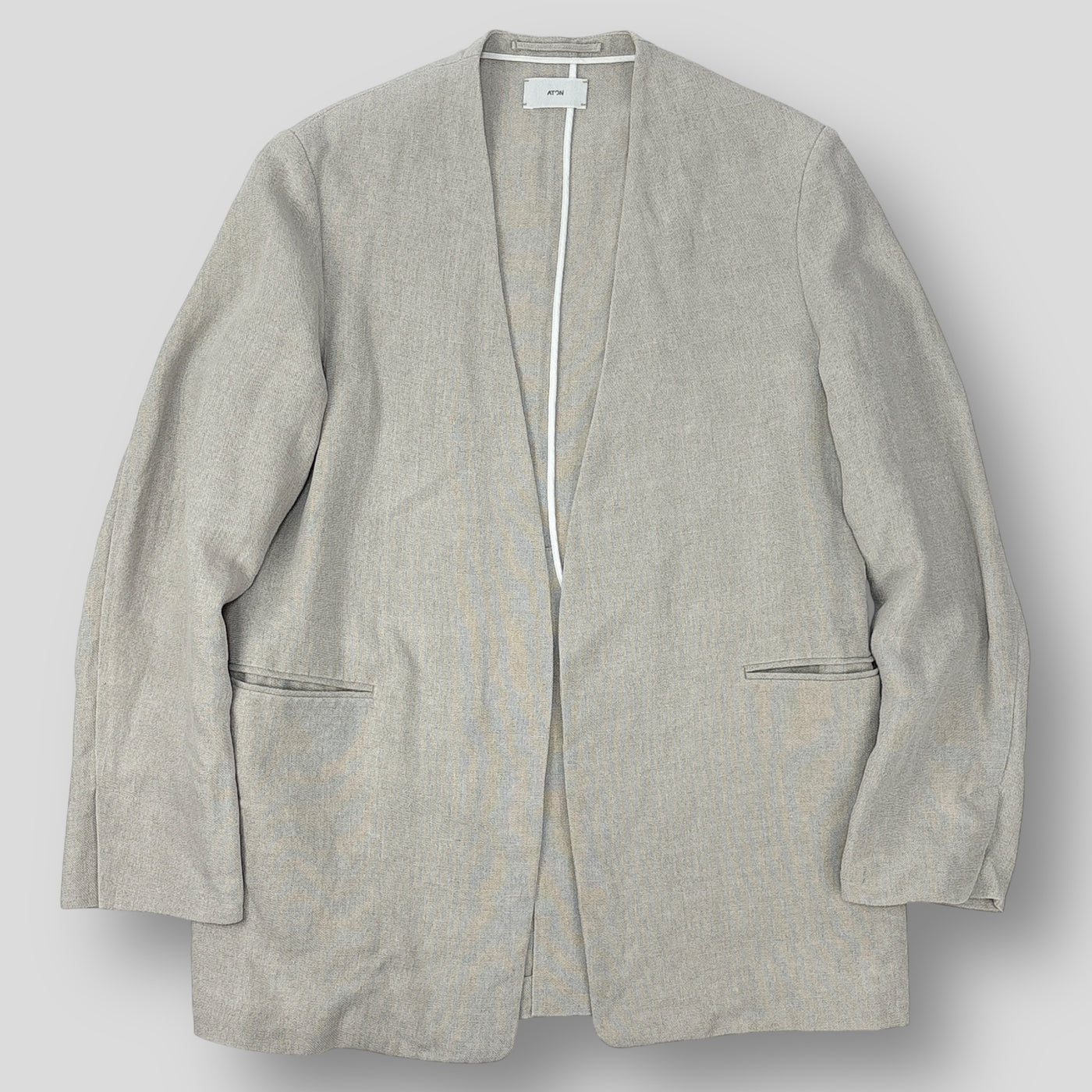 2023SS LINEN OXFORD NO COLLAR JACKET JKAGSM0207 02