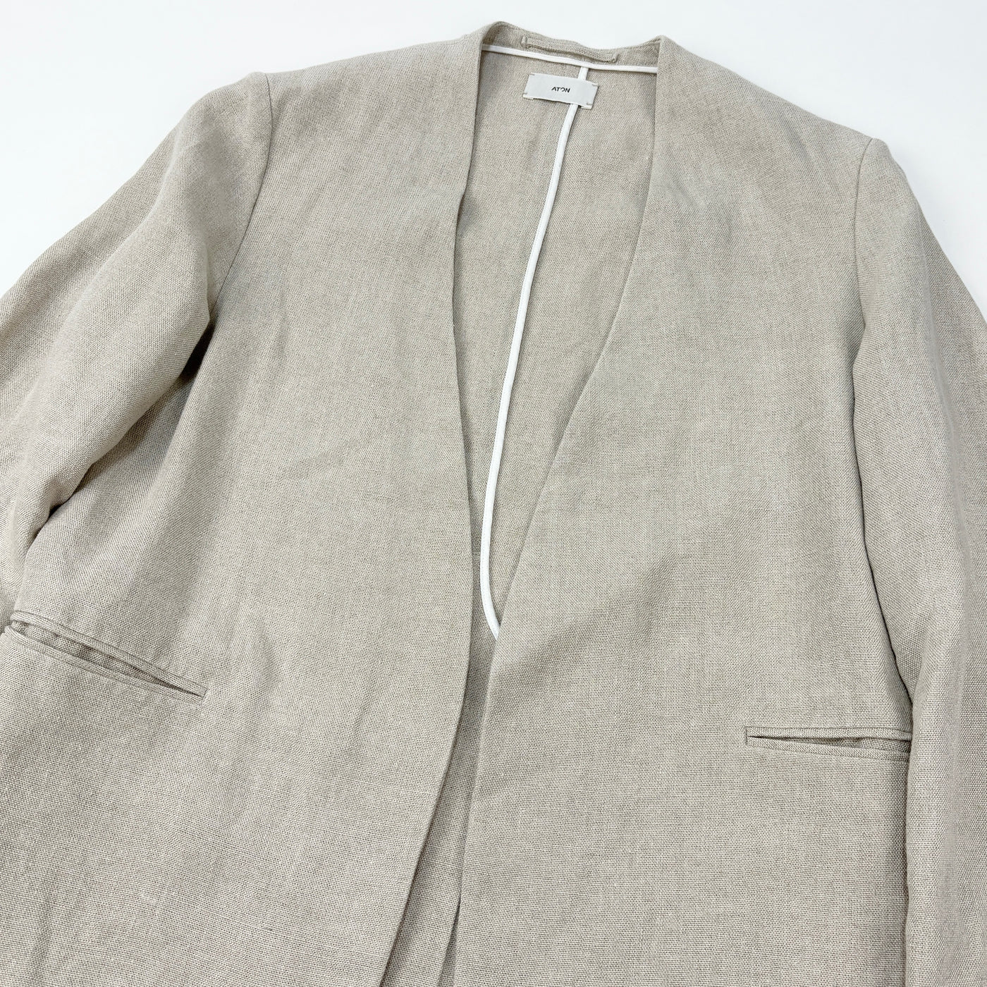 2023SS LINEN OXFORD NO COLLAR JACKET JKAGSM0207 02