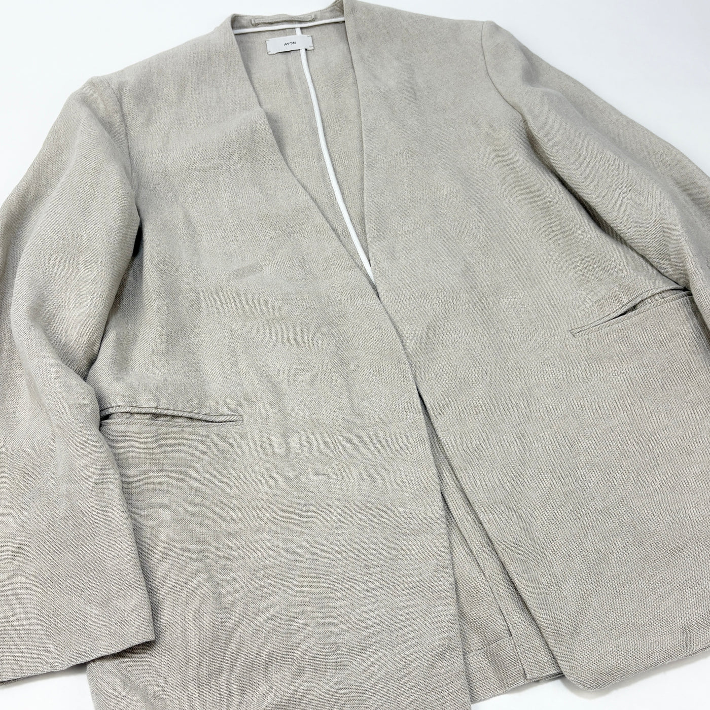 2023SS LINEN OXFORD NO COLLAR JACKET JKAGSM0207 02