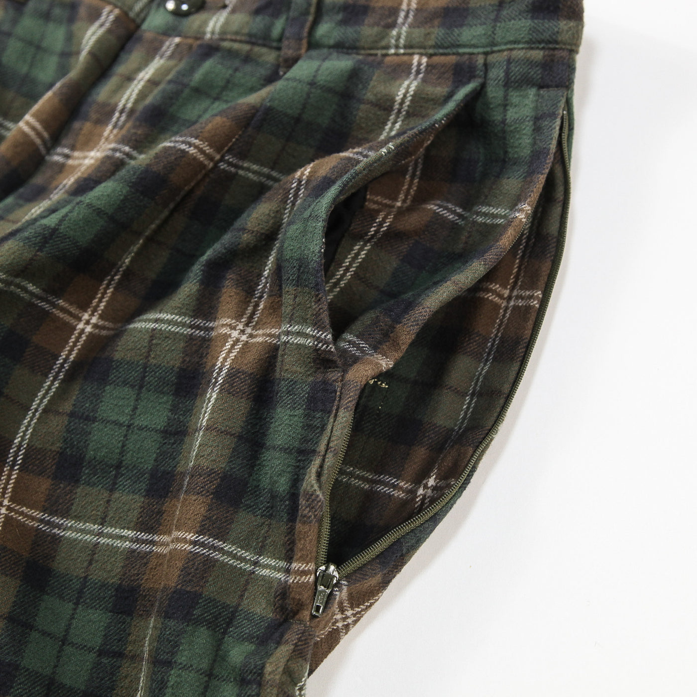 2017AW コットンフランネル チェック タックパンツ 11-23-0779-139 S