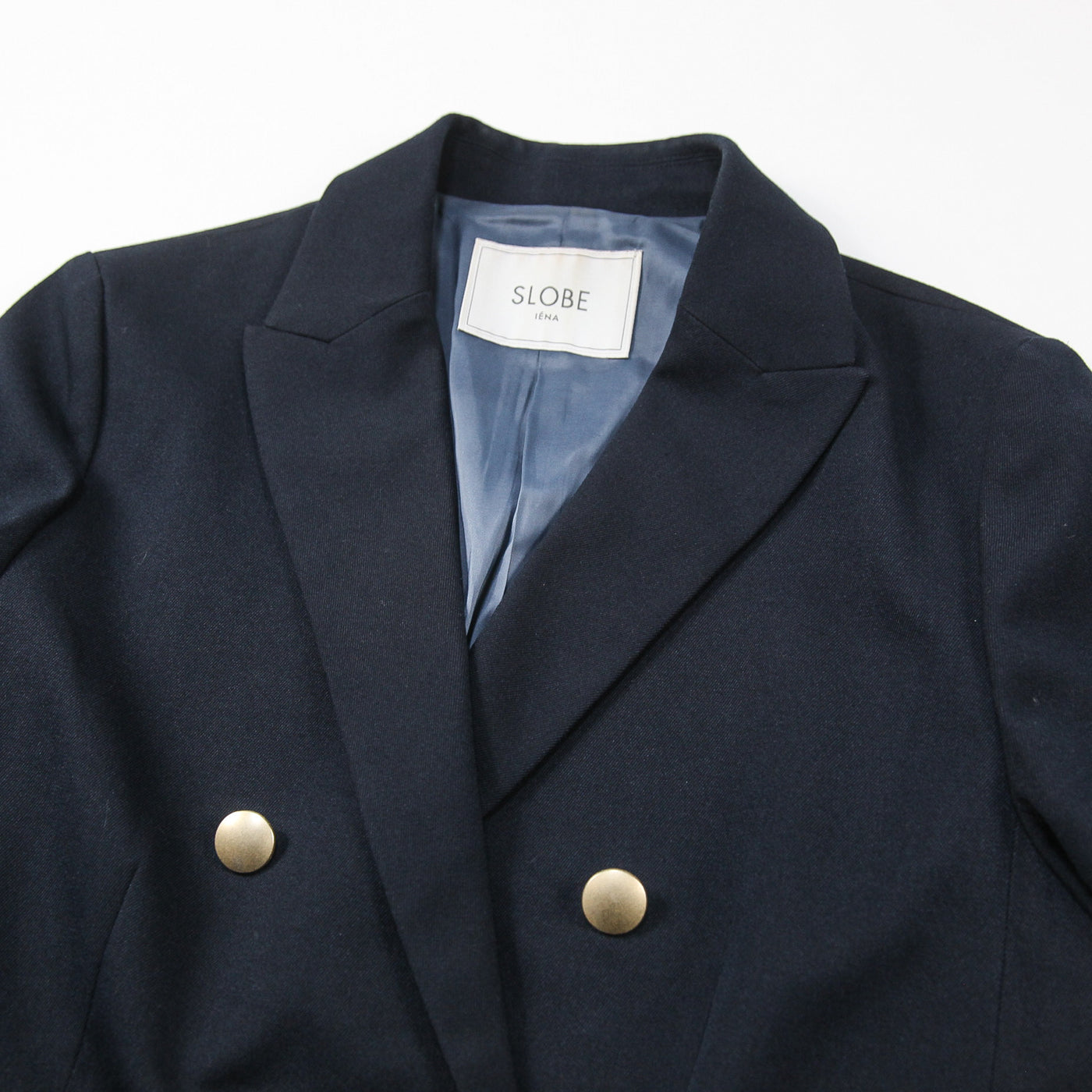 チビタキスローブイエナ 紺ブレ ネイビー 金ボタン 38 M ダブルブレス SLOBE IENA / スローブイエナ 2022AW 金ボタンブレザー