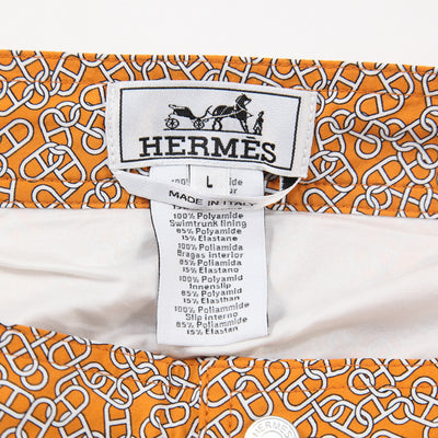 【未使用美品】HERMES エルメス スイムショーツ オレンジ Lサイズ HERMES / エルメス イタリア製 チェーンプリント スイムショーツ L