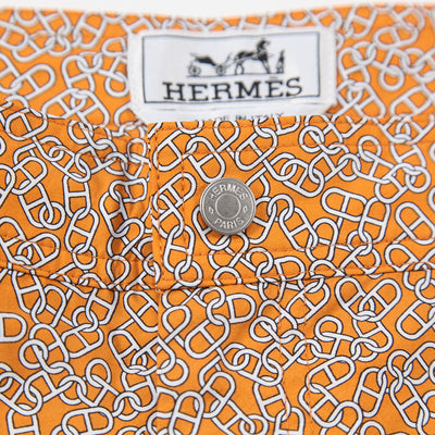 【未使用美品】HERMES エルメス スイムショーツ オレンジ Lサイズ HERMES / エルメス イタリア製 チェーンプリント スイムショーツ L