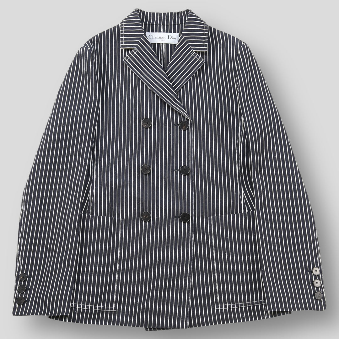 Christian Dior 2021SS リネンシルク ストライプ ダブルブレステッド