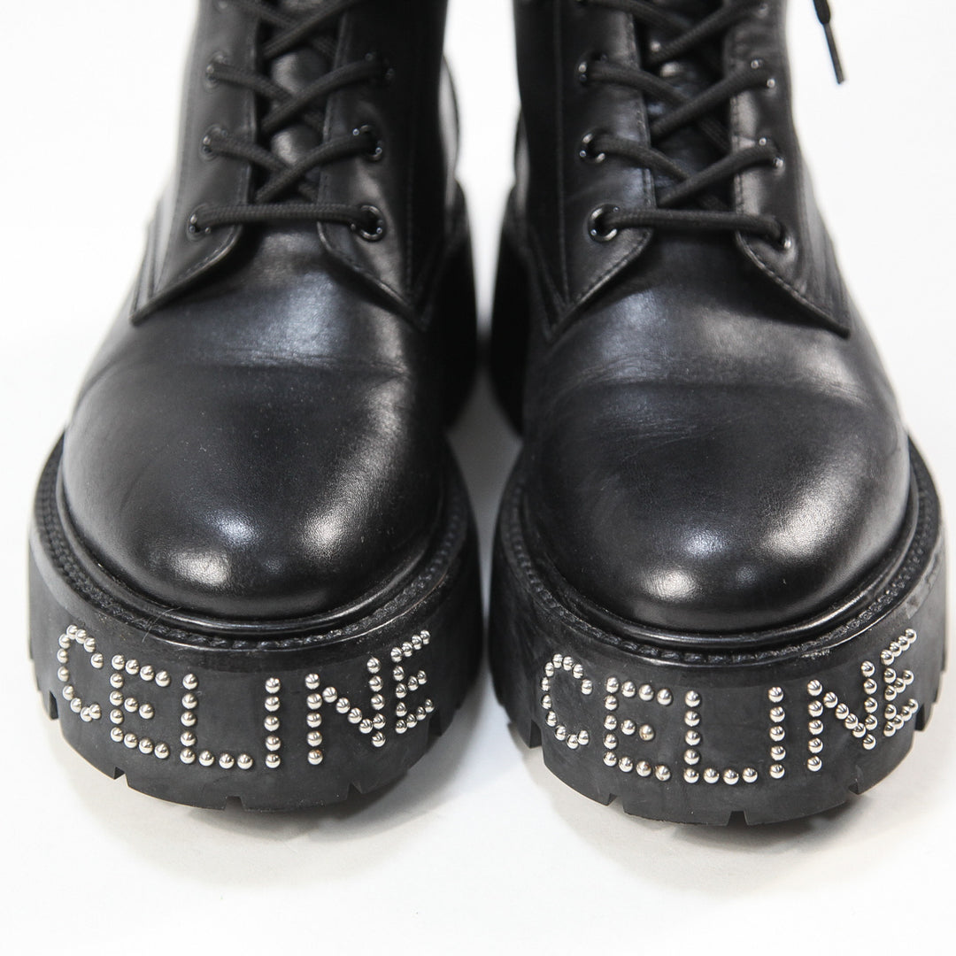 CELINE / セリーヌ バルキー レースアップブーツ スタッズ付きアウト