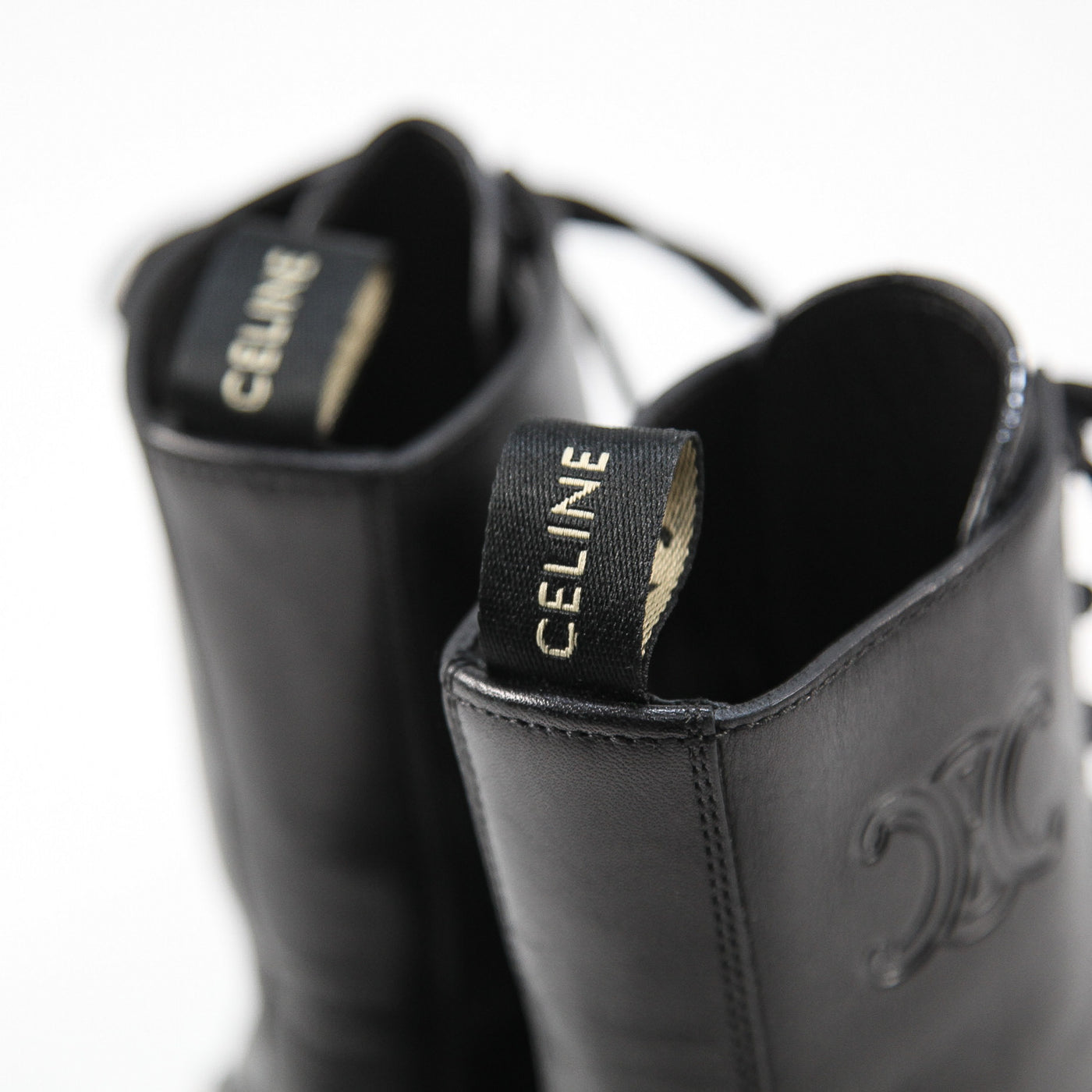 CELINE / セリーヌ バルキー レースアップブーツ スタッズ付きアウト 