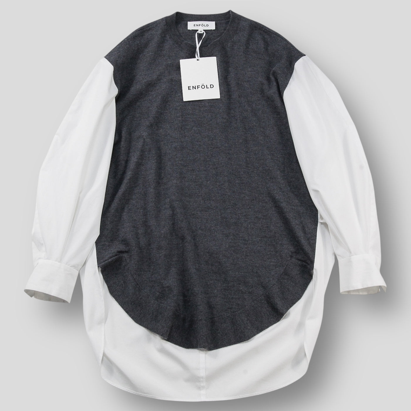 2025AW✨エンフォルド　KNIT COMBI SHIRT 38 美品 ENFOLD / エンフォルド 2025AW COMBI LONG-SHIRT 300IA730-1541 38