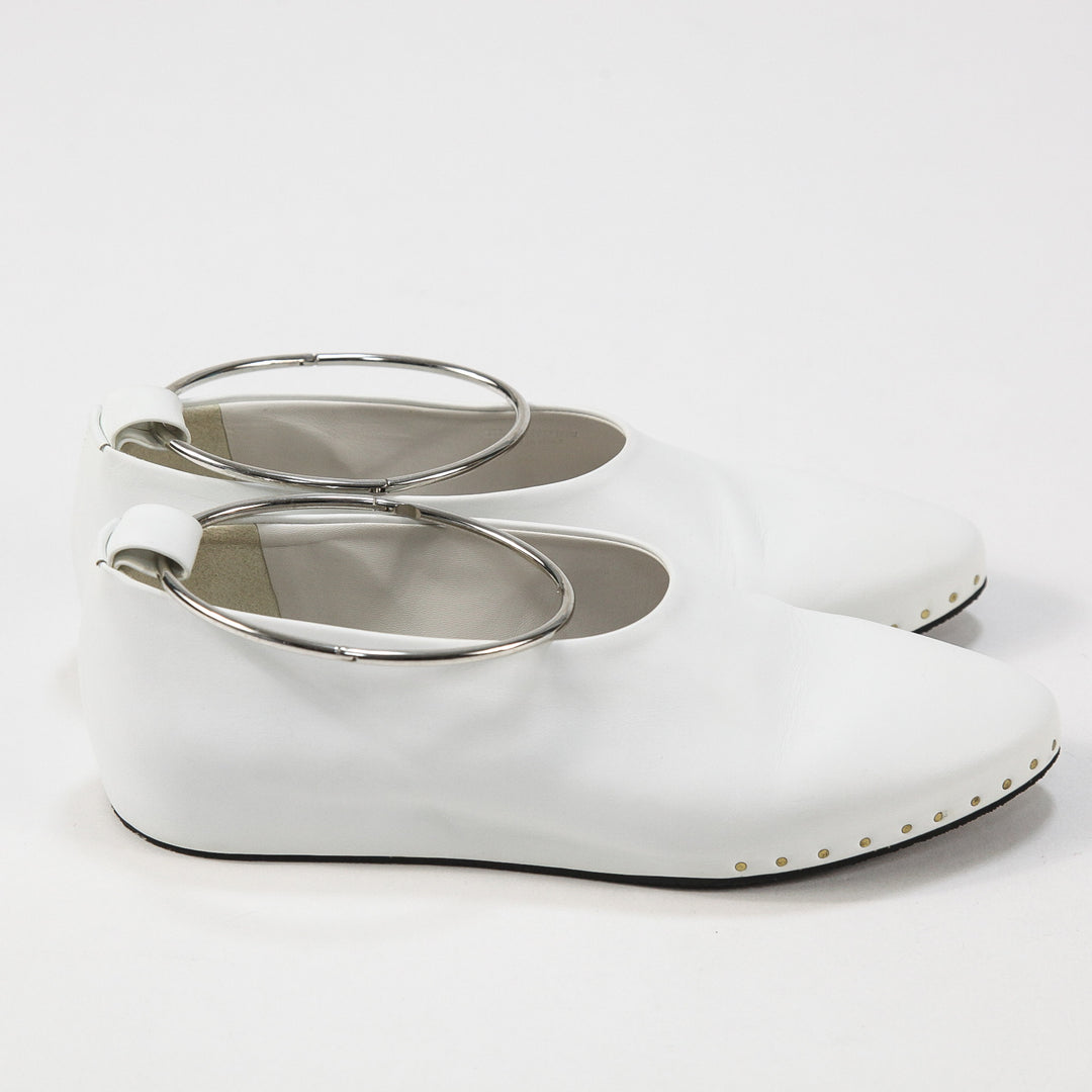 ジルサンダー　パンプス　アンクレットフラットシューズ サイズ35 ホワイト JIL SANDER（ジルサンダー） パンプス レディース 靴 ミドルヒール