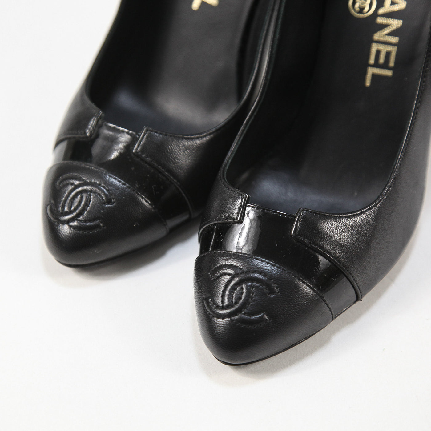 CHANEL / シャネル イタリア製 ココマーク レザー×パテント ハイヒール CHANEL / シャネル イタリア製 ココマーク レザー×パテント ハイヒール